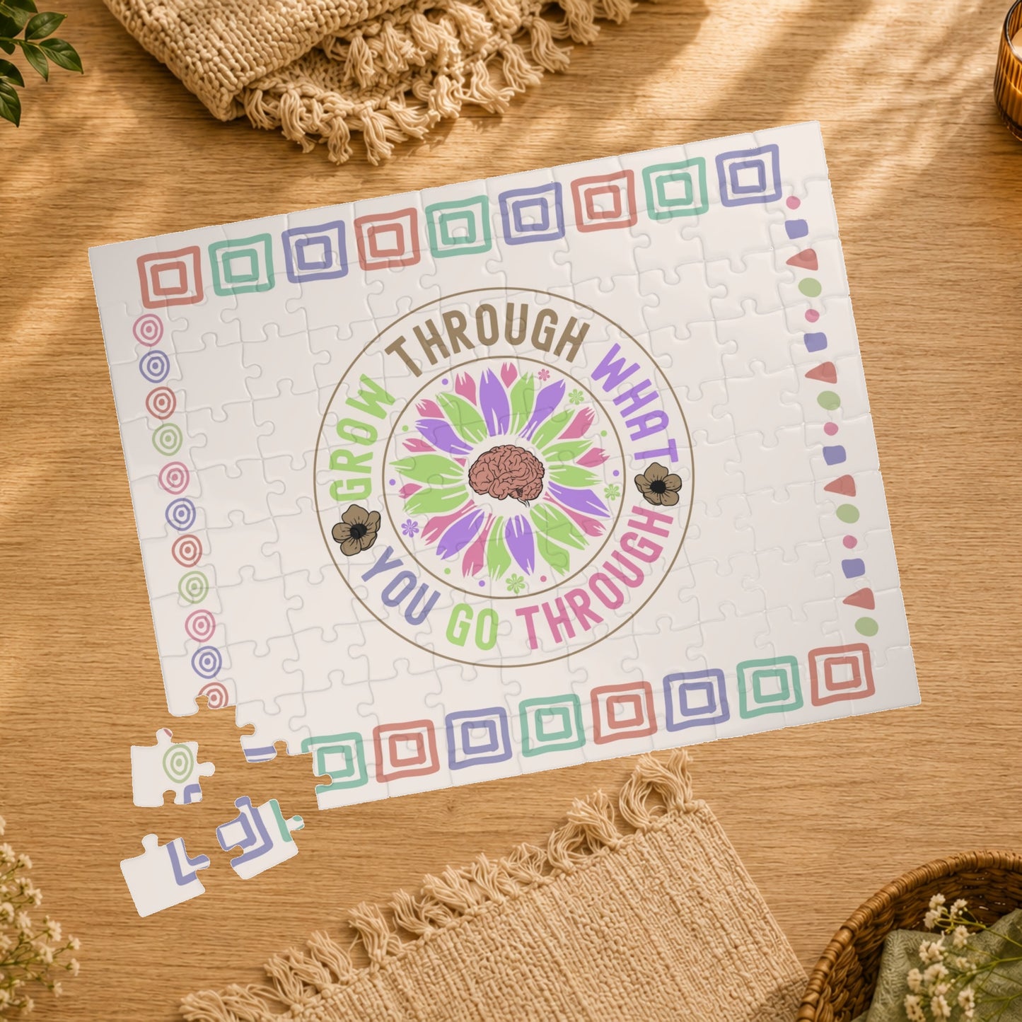 Grow Through What You Go Through - Affirmation Puzzle Gift for Survivors and Puzzle Lovers