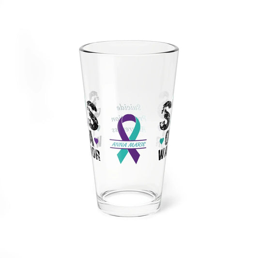 Shop our premium sis of a warrior suicide prevention awareness pint glass 16oz from MySisterIsASurvivor.