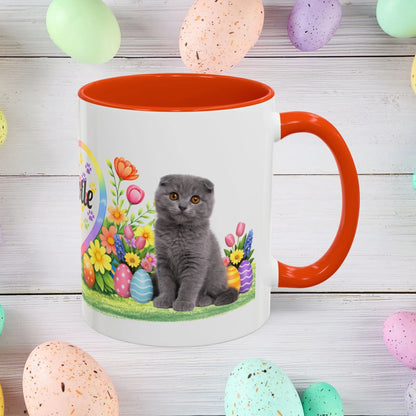 Shop our scottish fold kitten easter mug featuring the 11oz style option from MySisterIsASurvivor.