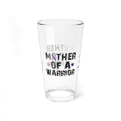 Mother of a Warrior: Personalized Domestic Violence Awareness Warrior Pint Glass - Proud Family Member