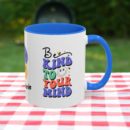 Be Kind to Your Mind - Personalized Retro Affirmation Mug for Positive Mental Health & Self-Care