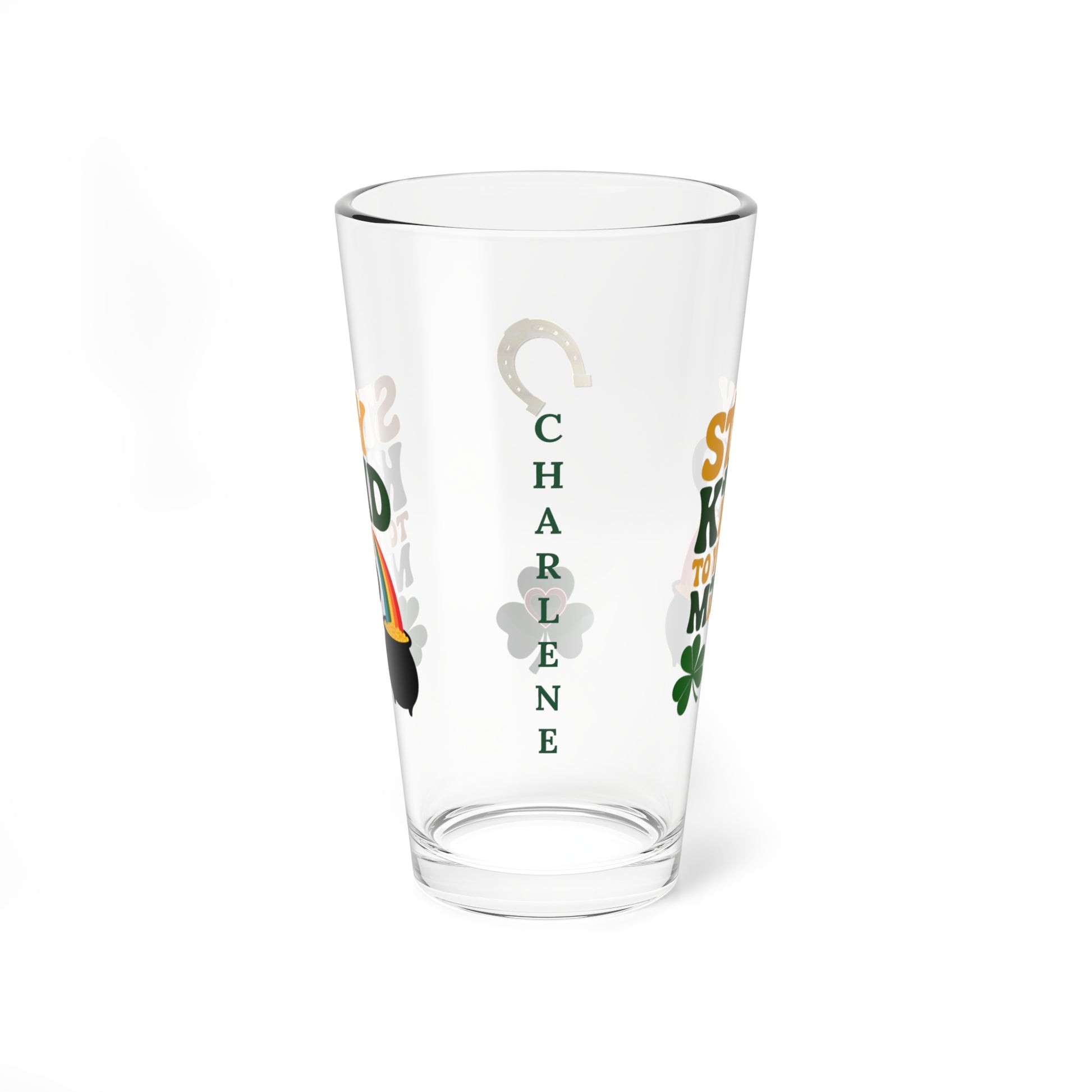 Stay Kind To Your Mind: Personalized St. Patrick's Day Pint Glass - Customizable Name for Happiness and Positivity