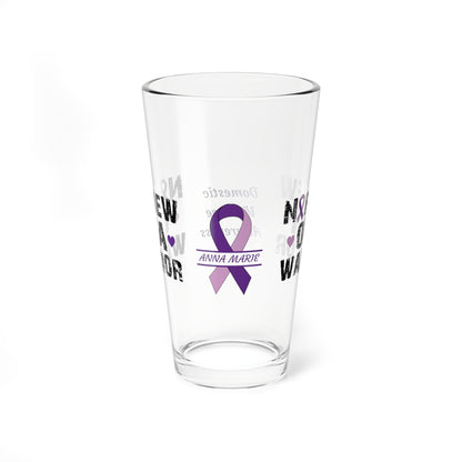Nephew of a Warrior: Personalized Domestic Violence Awareness Warrior Pint Glass - Proud Family Member