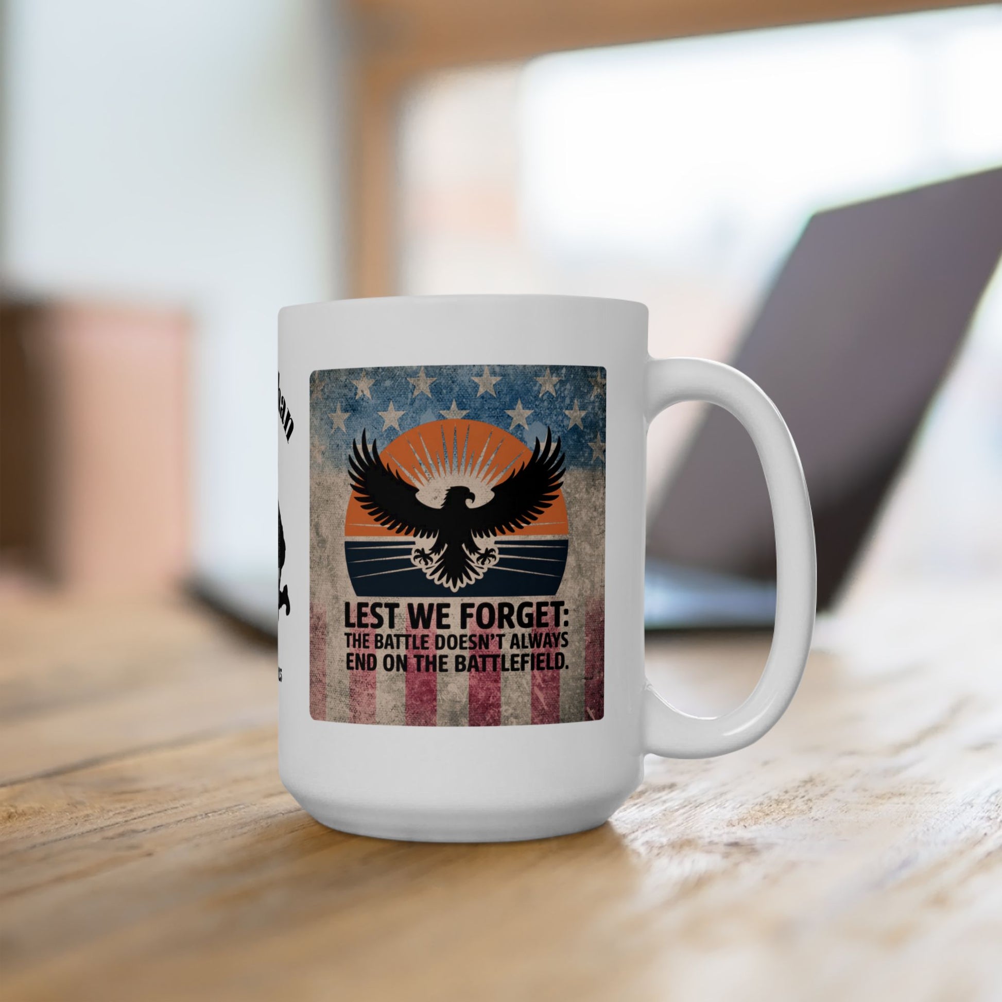 Personalized Memorial Day Mug - "Lest We Forget" PTSD Support Tribute