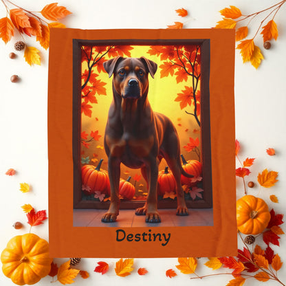 Chocolate and Tan Rottweiler velveteen plush blanket, personalized dog throw for Rottweiler owners - MySisterIsASurvivor