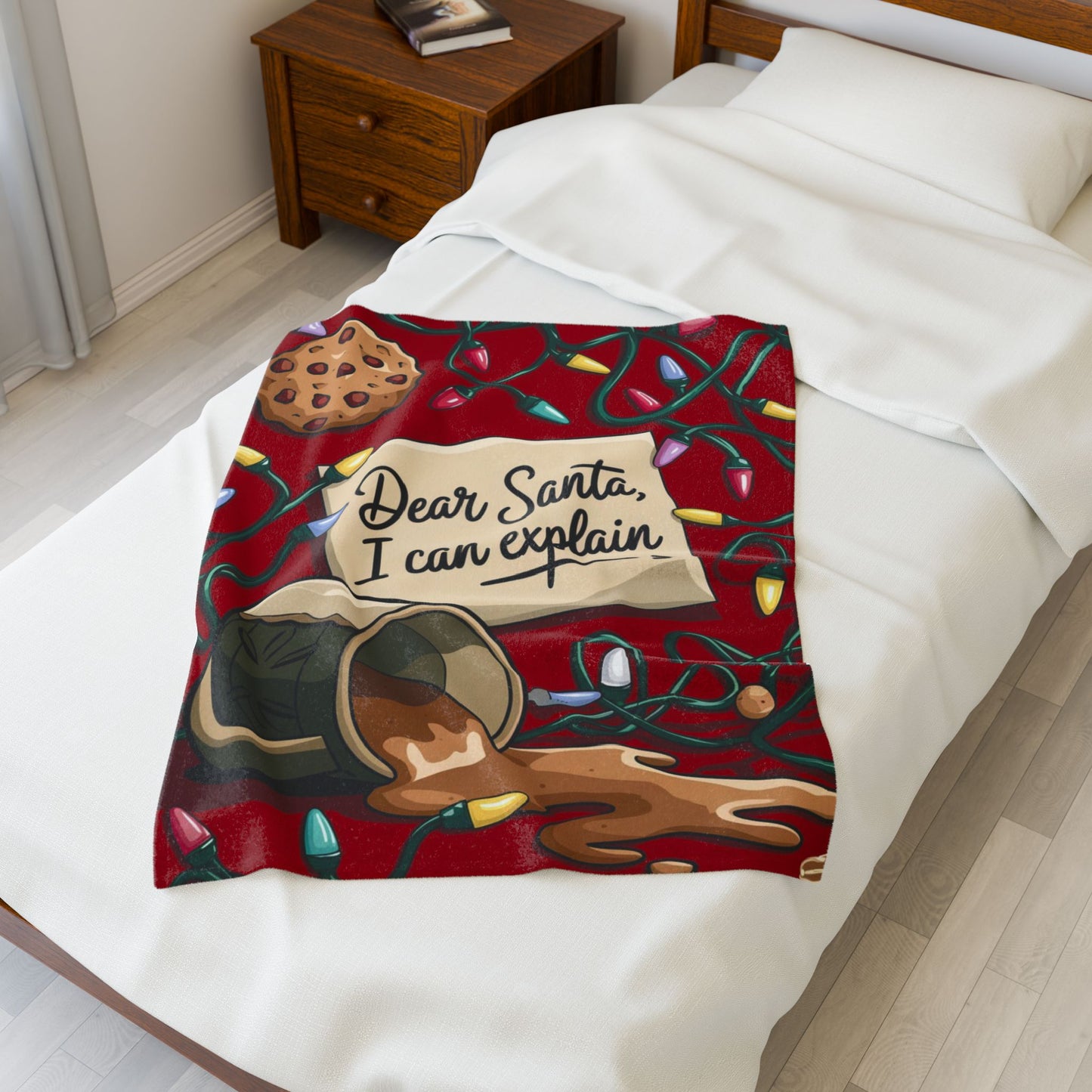 Funny Christmas blanket “Dear Santa, I Can Explain” holiday throw for cozy winter nights and laughs
