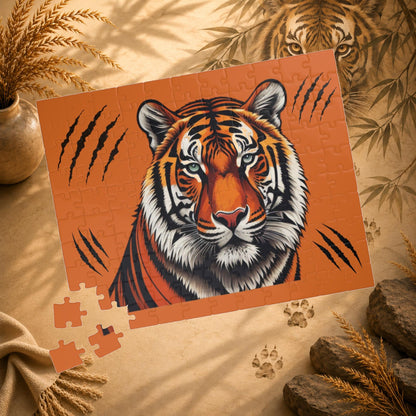Strength Unleashed Puzzle - Bold Tiger Puzzle for Relaxation, Determination, and Animal Art Fans
