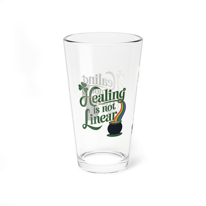 Healing Is Not Linear: Personalized St. Patrick's Day Pint Glass - Customizable Name for Happiness and Positivity