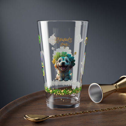 Pawsitive Paddy's Parade: Mindful St. Patrick's Day 16oz Pint Glasses - Festive Design for Positivity & Wellness