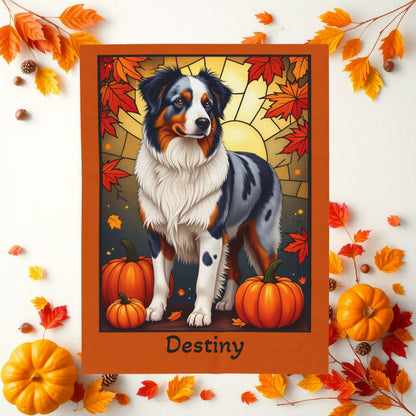 Australian Shepherd Blue Merle Coat Velveteen Blanket, Personalized Dog Throw, Custom Herding Companion Gift