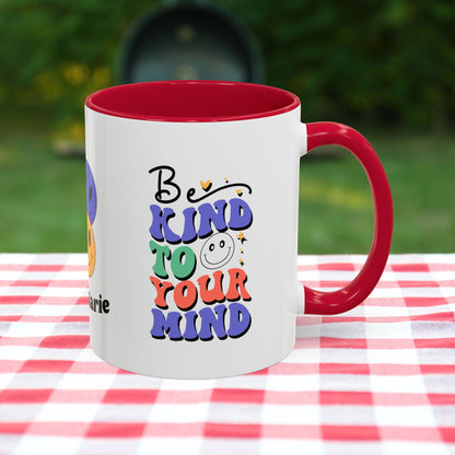 Be Kind to Your Mind - Personalized Retro Affirmation Mug for Positive Mental Health & Self-Care
