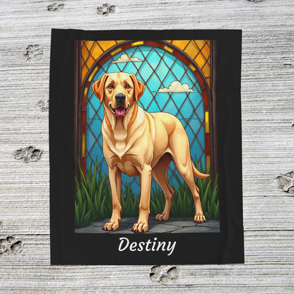 Labrador Retriever Yellow Coat Blanket, Velveteen Plush Custom Dog Lover Throw, Gift for Pet Owners