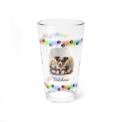 Border Collie (Brown & White) Personalized Easter Puppy 16oz Pint Glass - Custom Dog Design, Mental Health Gift, Easter Décor, and Festive Celebrations