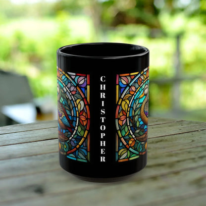 Shop our premium duck stained glass zoo animals ceramic black mug from MySisterIsASurvivor.