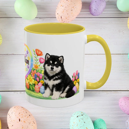 Shop our alaskan malamute black white puppy easter mug featuring the 15oz style option from MySisterIsASurvivor.