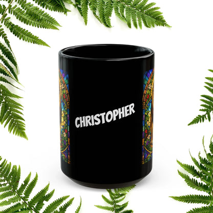 Shop our premium lion stained glass style black mug from MySisterIsASurvivor.