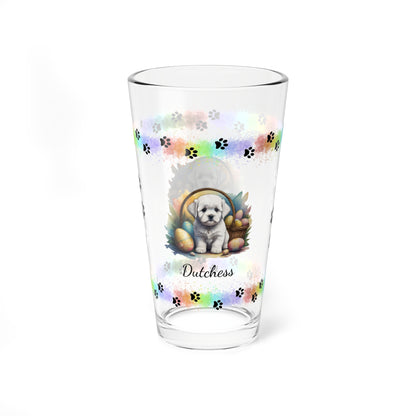 Bichon Frise Personalized Easter Puppy 16oz Pint Glass - Custom Dog Design, Mental Health Gift, Easter Décor, and Festive Celebrations