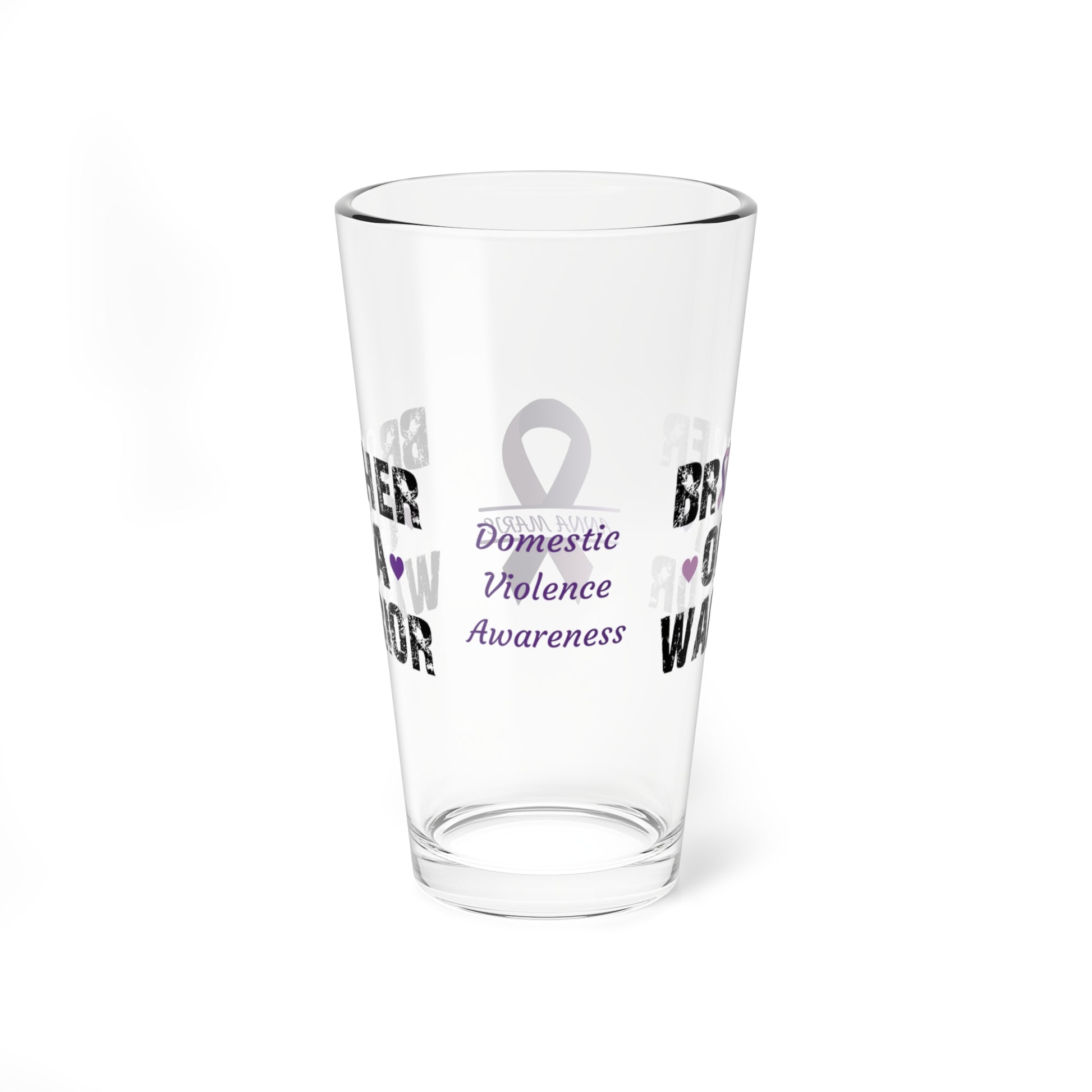 Brother of a Warrior: Personalized Domestic Violence Awareness Warrior Pint Glass - Proud Family Member