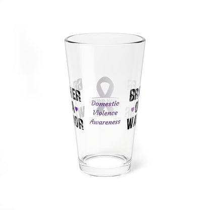 Brother of a Warrior: Personalized Domestic Violence Awareness Warrior Pint Glass - Proud Family Member
