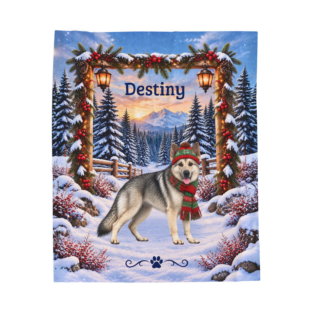 German Shepherd (Maskless Silver Sable Coat) - Personalized Winter Blanket, Custom Name Velveteen Throw - MySisterIsAsurvor