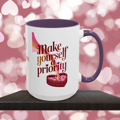 Make Yourself A Priority: Personalized Valentine's Day Affirmation Mug – Inspiring Positivity and Emotional Wellness, 11oz or 15oz