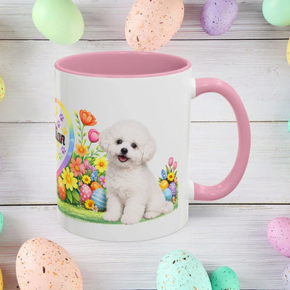 Shop our bichon frise puppy easter mug featuring the 11oz style option from MySisterIsASurvivor.