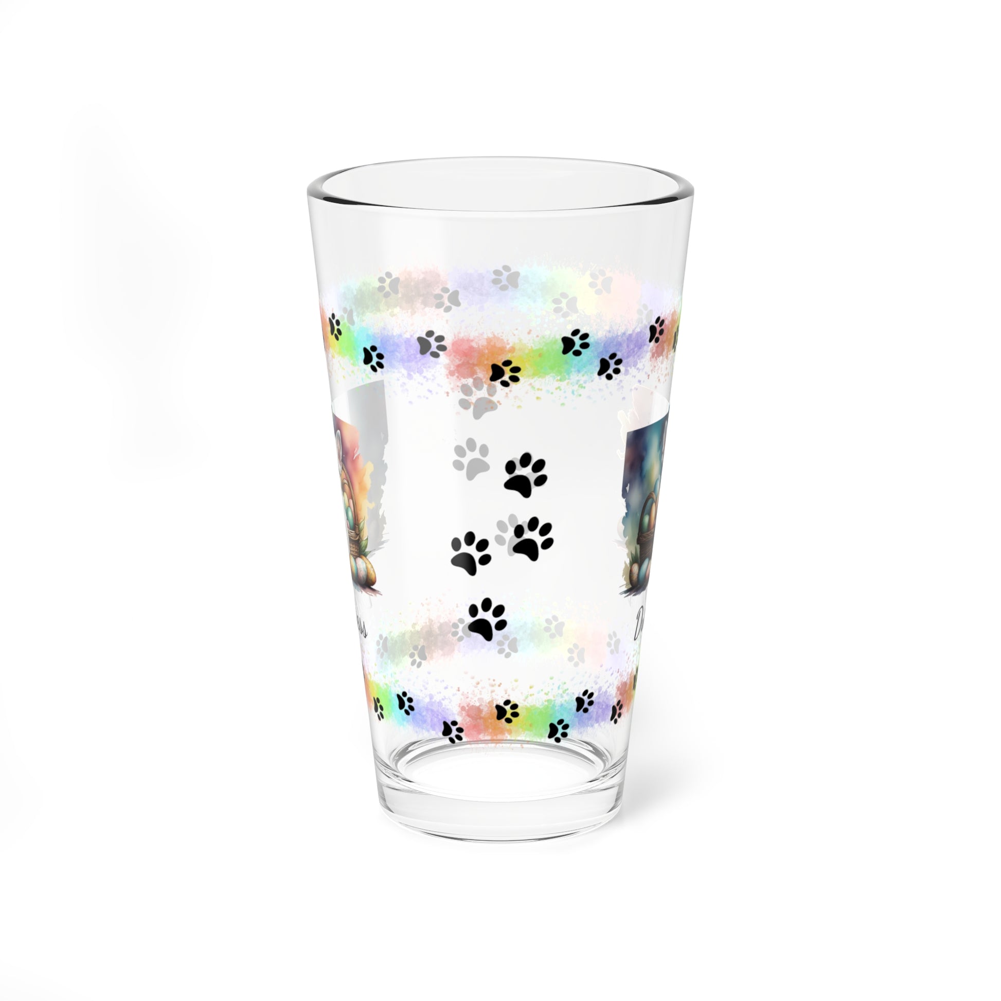 Chihuahua (White) Personalized Easter Puppy 16oz Pint Glass - Custom Dog Design, Mental Health Gift, Easter Décor, and Festive Celebrations