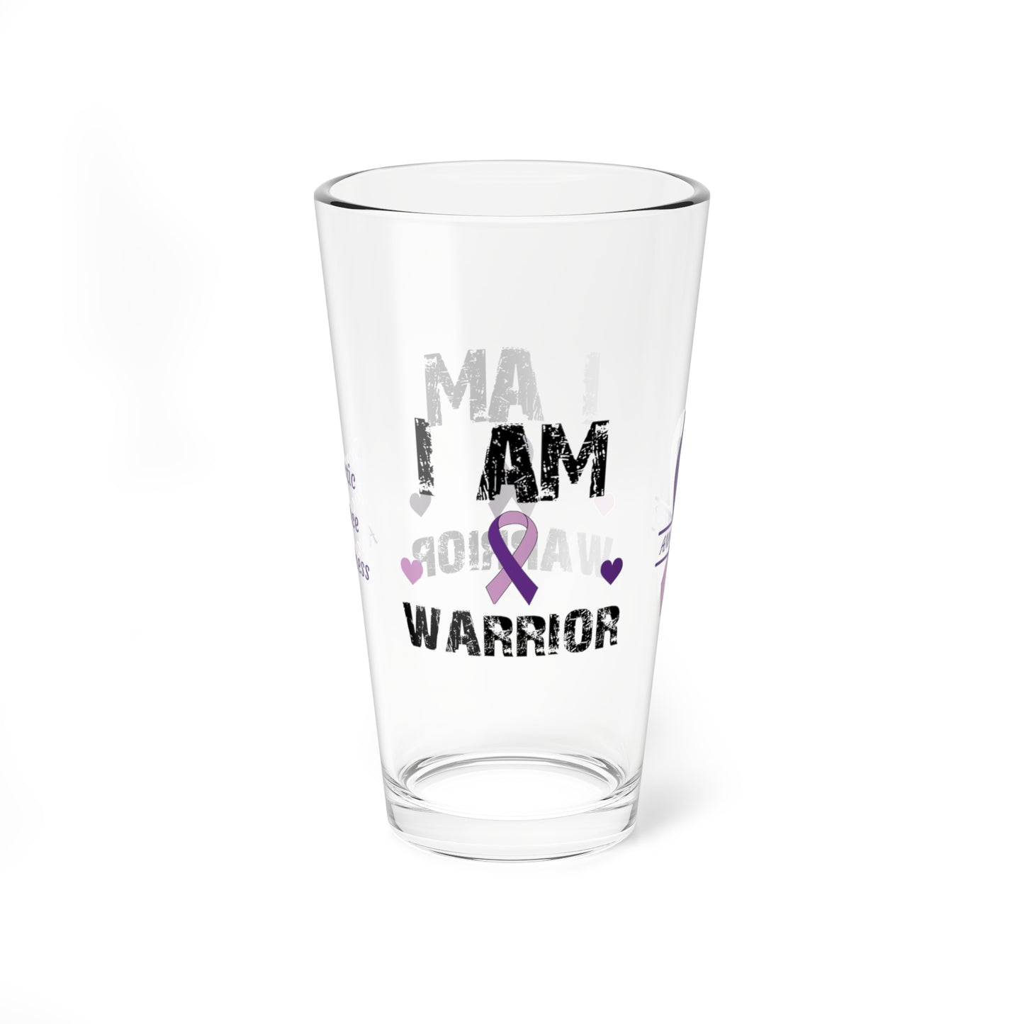 I am of a Warrior: Personalized Domestic Violence Awareness Warrior Pint Glass - Proud Family Member