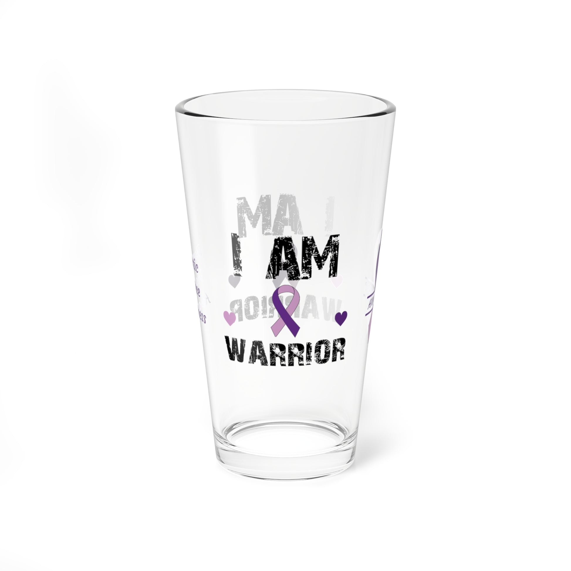 I am of a Warrior: Personalized Domestic Violence Awareness Warrior Pint Glass - Proud Family Member