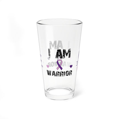 I am of a Warrior: Personalized Domestic Violence Awareness Warrior Pint Glass - Proud Family Member