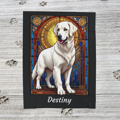 Golden Retriever White Coat Personalized Velveteen Plush Blanket, Custom Dog Lover Throw for Humans