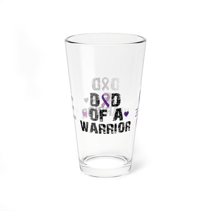 Dad of a Warrior: Personalized Domestic Violence Awareness Warrior Pint Glass - Proud Family Member