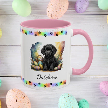 Poodle (Black): Personalized Easter Puppy Coffee Mug - Adorable Dog Design, Mental Health Gift, 11oz & 15oz, 12 Color Choices, Easter Gifts & Décor