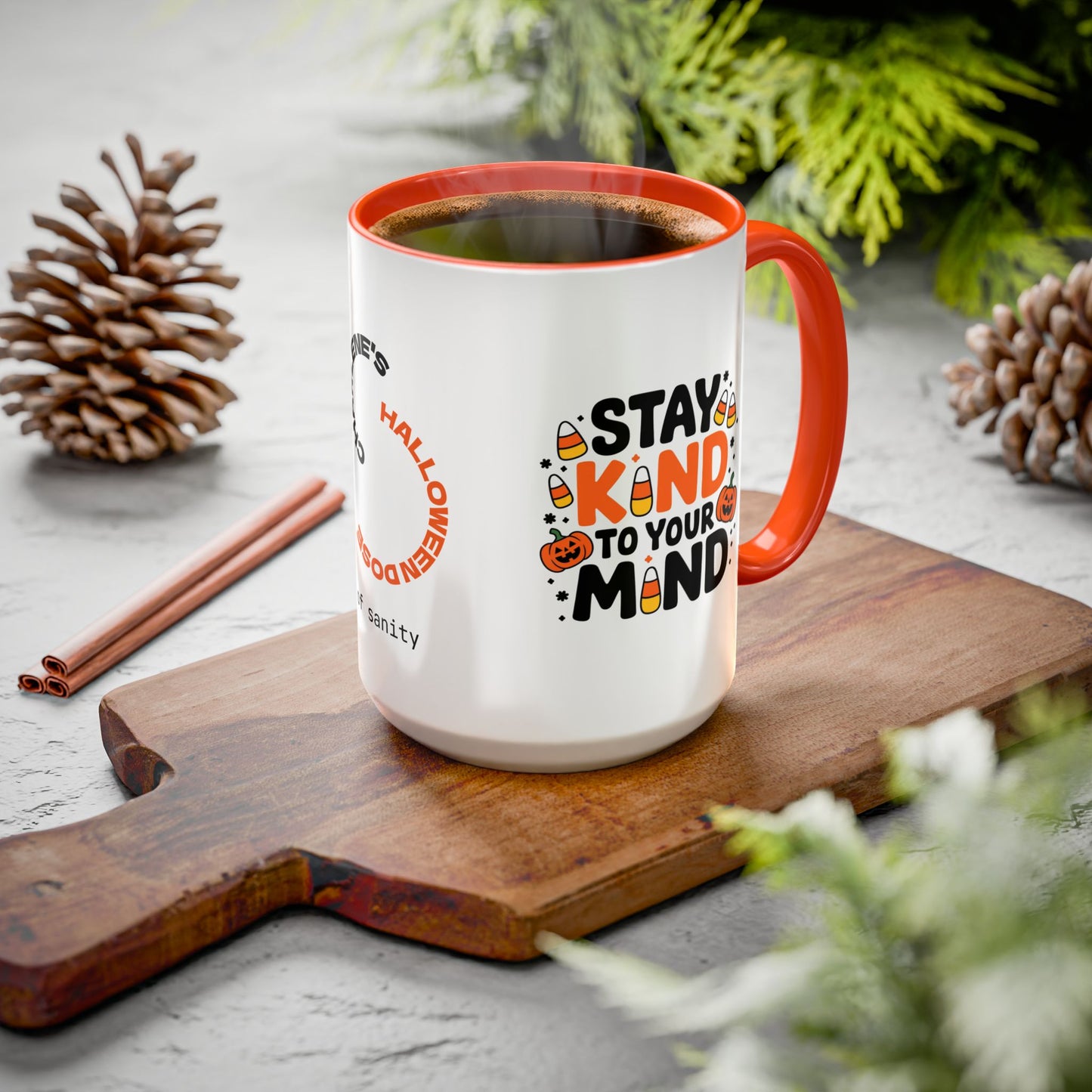 Stay Kind to Your Mind Halloween Mug - Personalized Mindfulness Coffee Cup Gift for Spooky Season