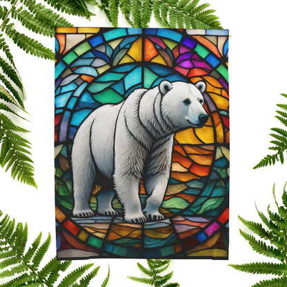 A polar bear blanket in stained glass style that brings arctic charm and peaceful coziness.