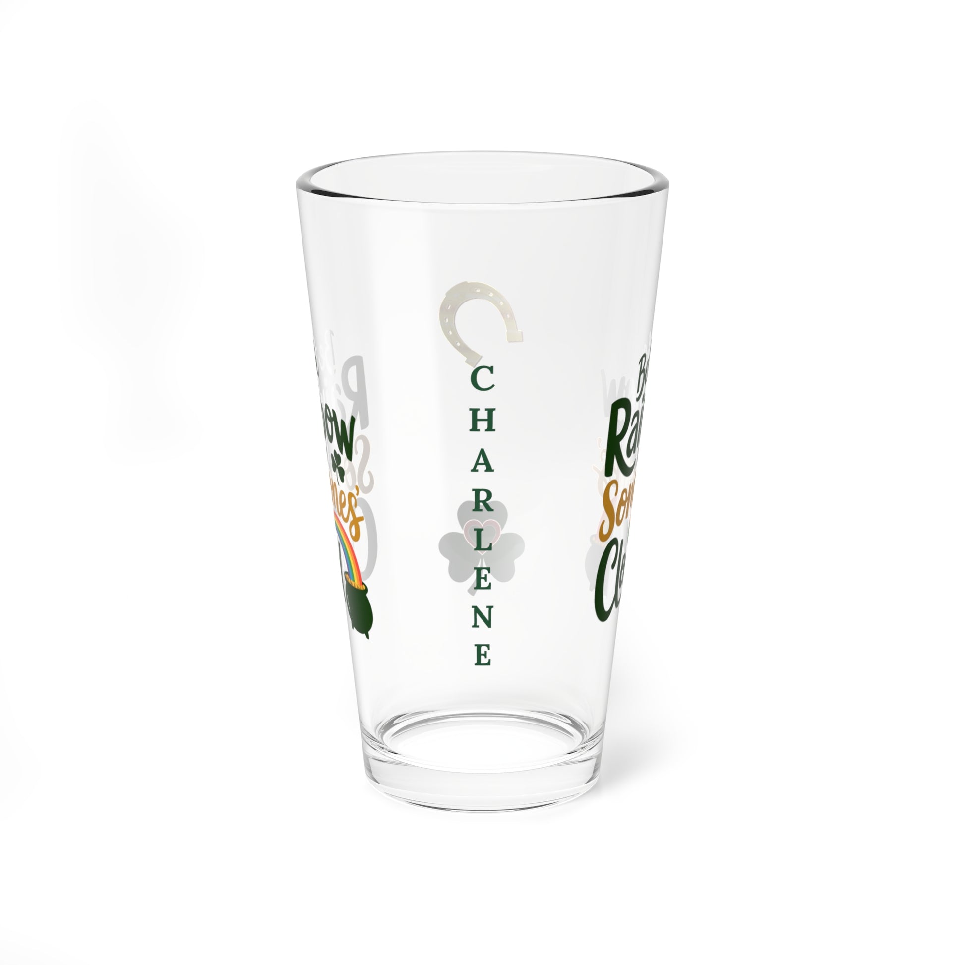 Be The Rainbow In Someones Cloud: Personalized St. Patrick's Day Pint Glass - Customizable Name for Happiness and Positivity
