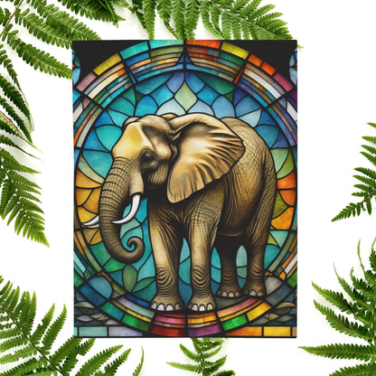 A calming elephant blanket featuring stained glass-inspired design and soothing colors.