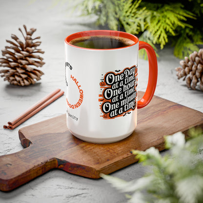 One Day at a Time Halloween Mug - Personalized Recovery & Mental Health Coffee Cup Gift