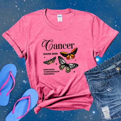 Cancer Butterfly Zodiac T-Shirt, Astrology Shirt for Cancer, Horoscope Gift, Cancer Birthday, Cancer Season Gift, Perfect Gift for Cancer, Zodiac Tee