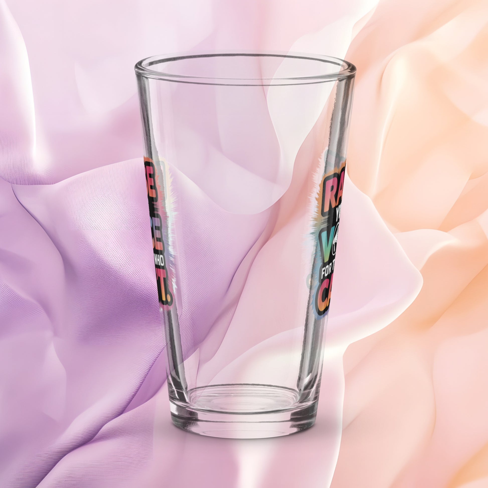 Raise Your Voice for Those Who Can't pint glass, survivor support awareness glass, empowerment message