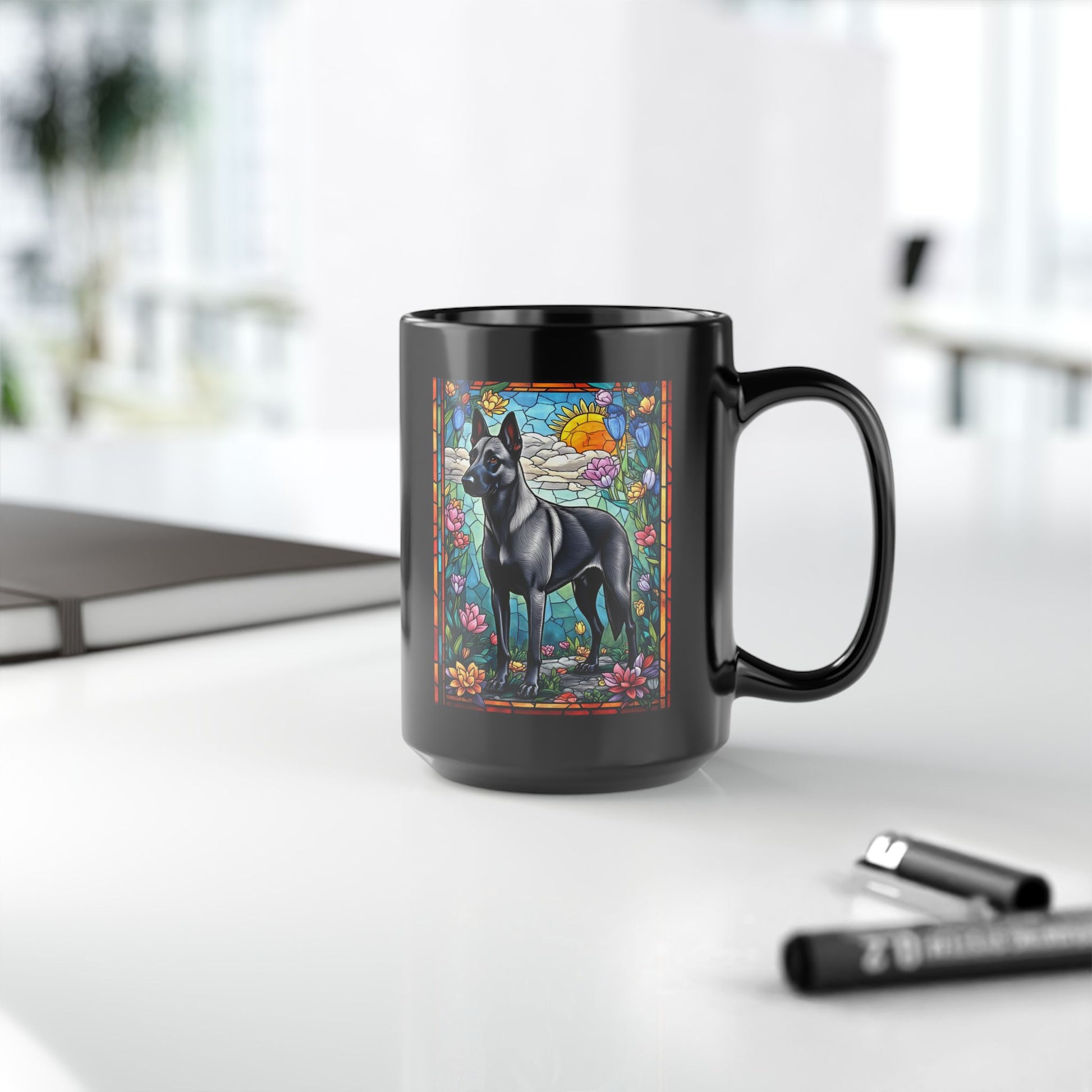Gray Belgian Malinois custom name mug for pet parents