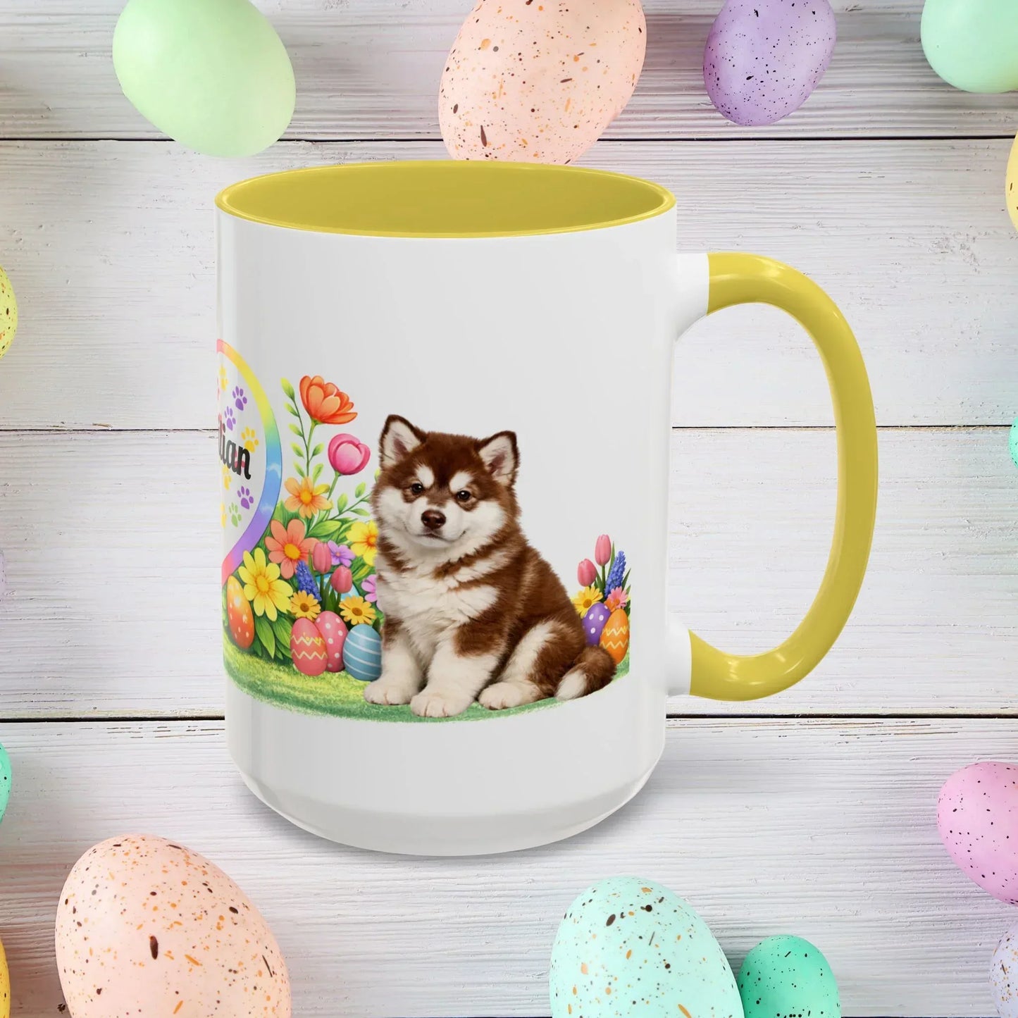 Shop our premium alaskan malamute red white puppy easter mug from MySisterIsASurvivor.