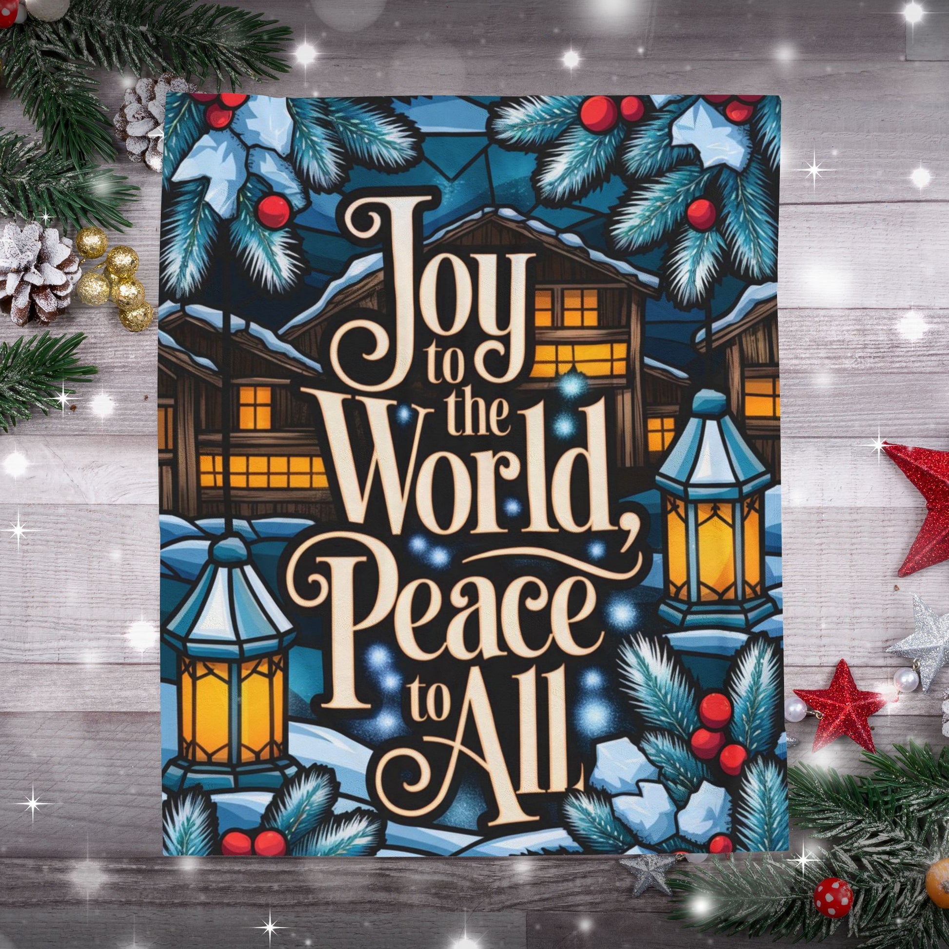 Holiday blanket “Joy to the World, Peace to All” cozy Christmas throw for seasonal cheer and warmth