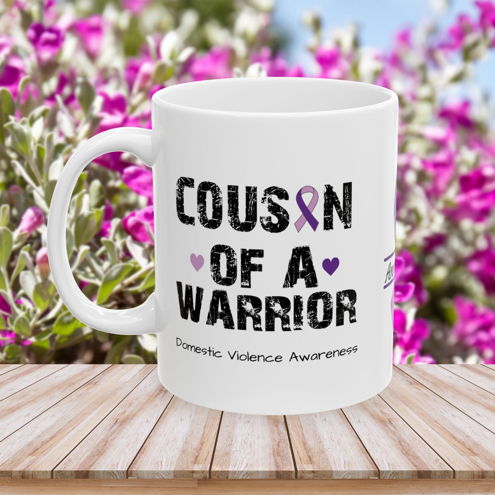 Cousin of a Warrior - Personalized Domestic Violence Awareness Gift, Empowerment and Resilience Ceramic Mug, Support for Survivors