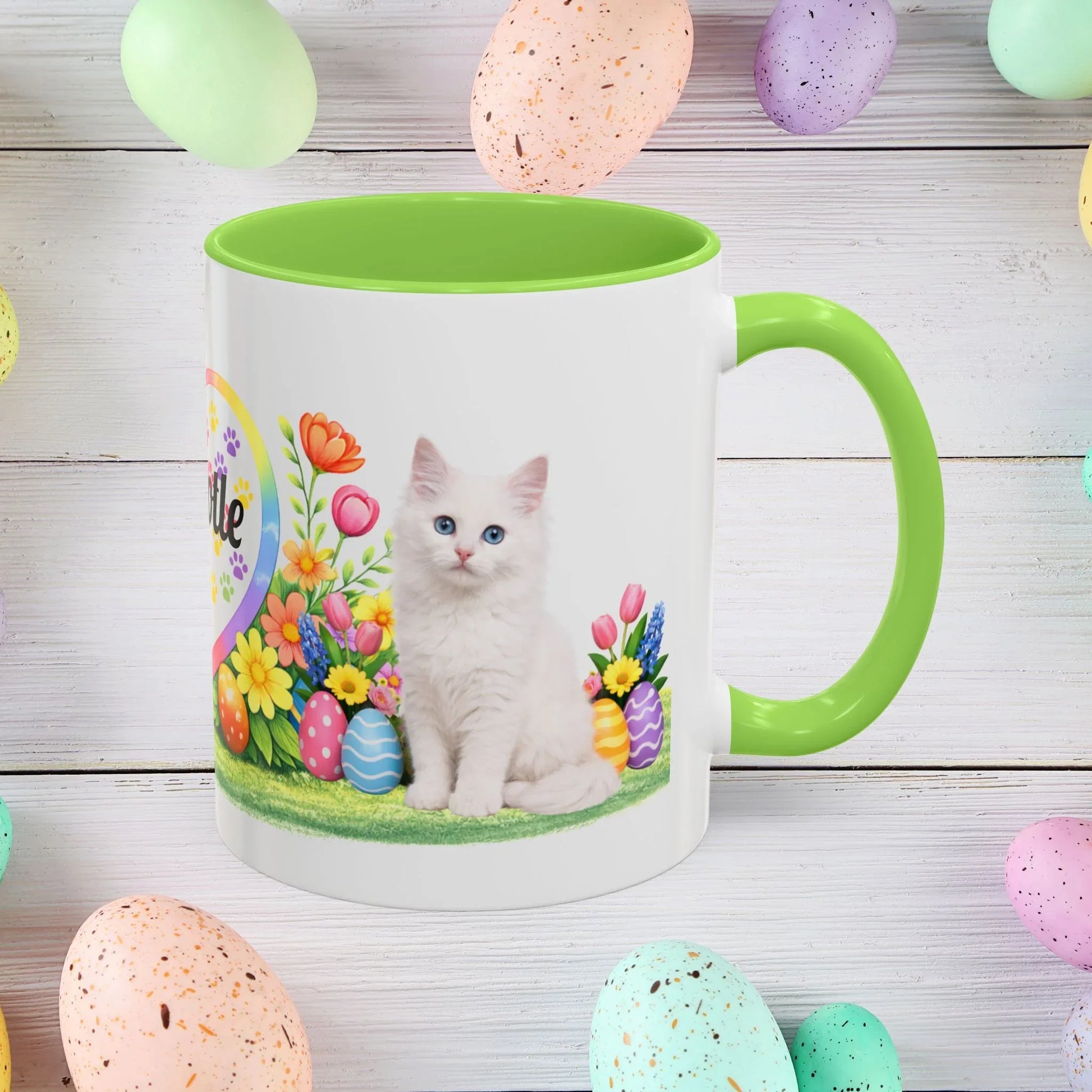 Shop our turkish angora kitten easter mug featuring the 11oz style option from MySisterIsASurvivor.