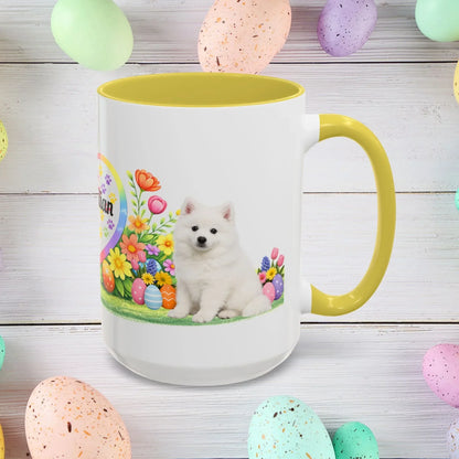 Shop our premium american eskimo puppy easter mug from MySisterIsASurvivor.