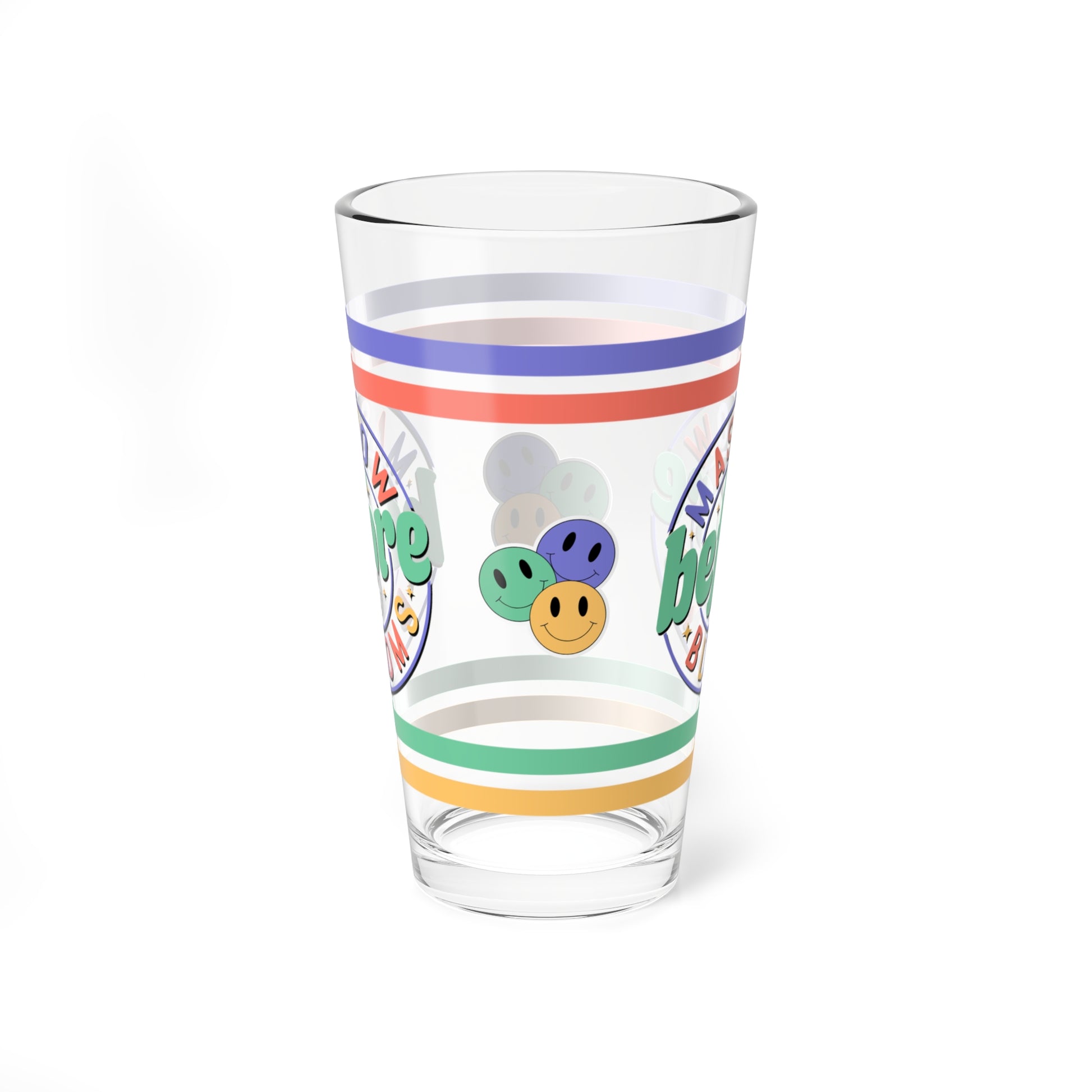 Maslow Before Blooms Retro Pint Glass - 16oz Mental Health Drinkware, Clear Glass for Beverages