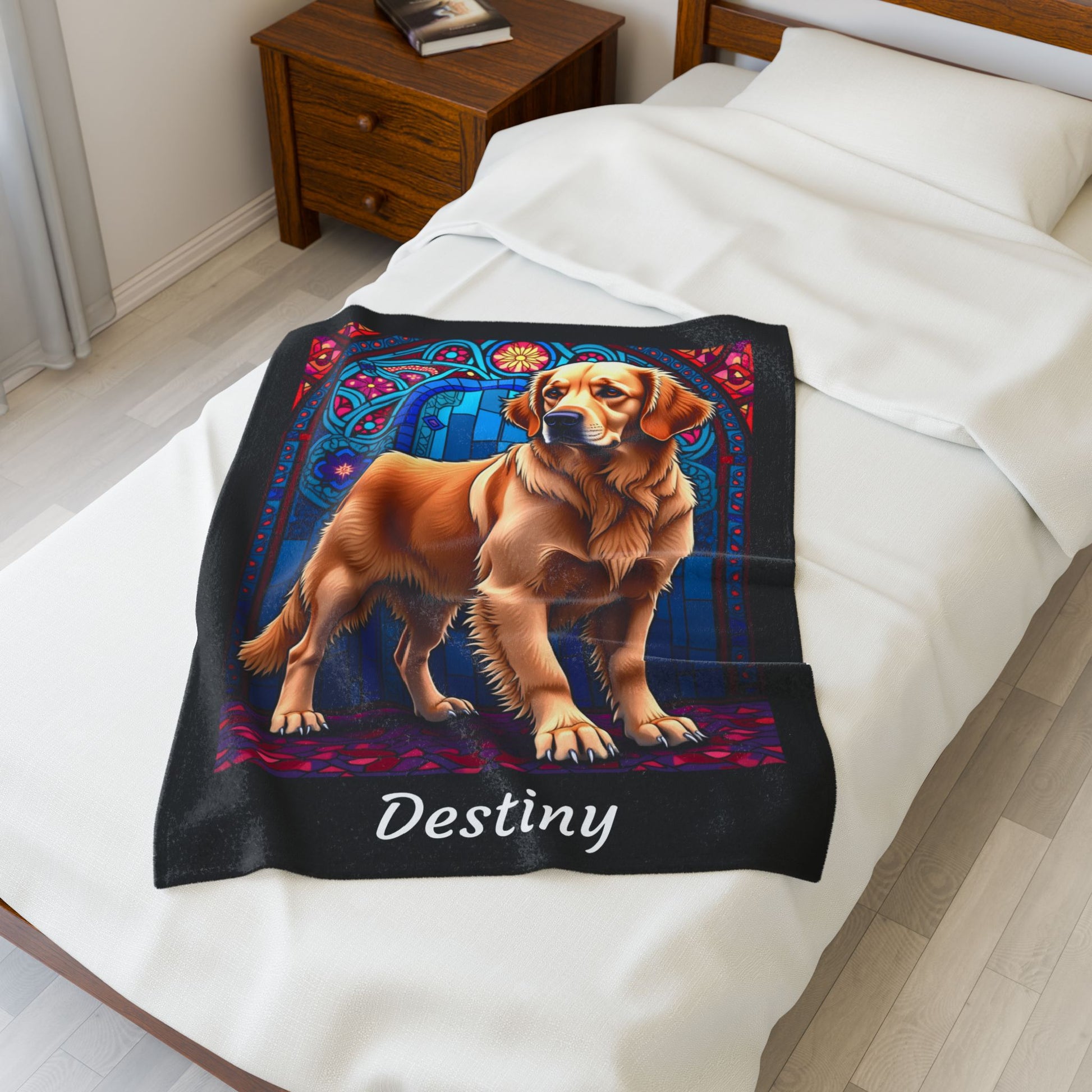 Golden Retriever Light Coat Personalized Velveteen Plush Blanket, Custom Dog Lover Gift Throw