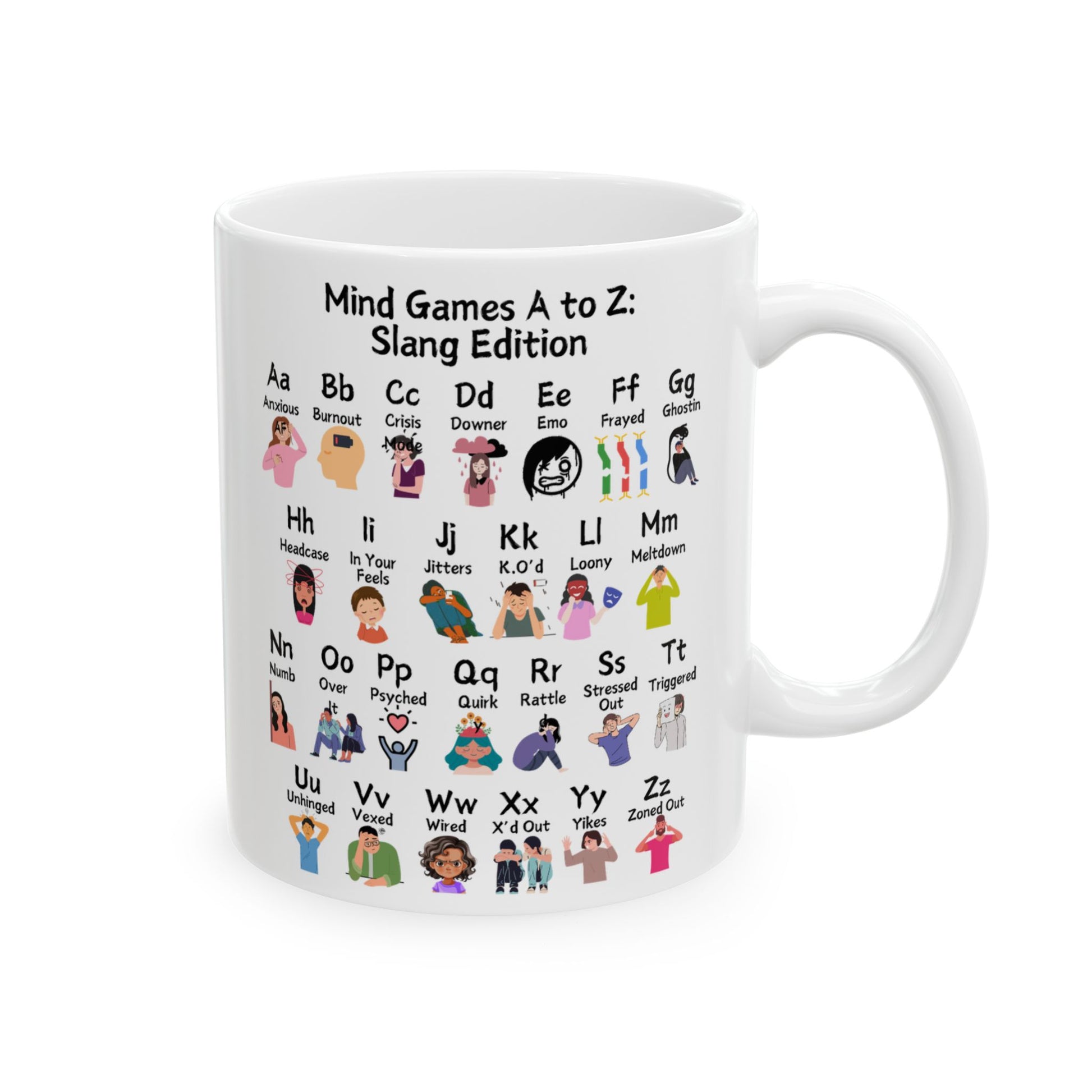 Mind Games A to Z: Slang Edition Ceramic Mug, (11oz, 15oz)
