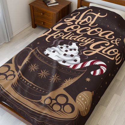 Christmas blanket “Hot Cocoa & Holiday Glow” cozy festive throw for winter comfort and joy
